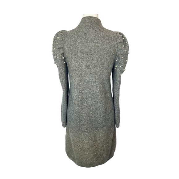 NWOT Ann Taylor Pearlized Mockneck Sweater Dress | Petite Pebble Grey Wool Knit - Picture 4 of 9
